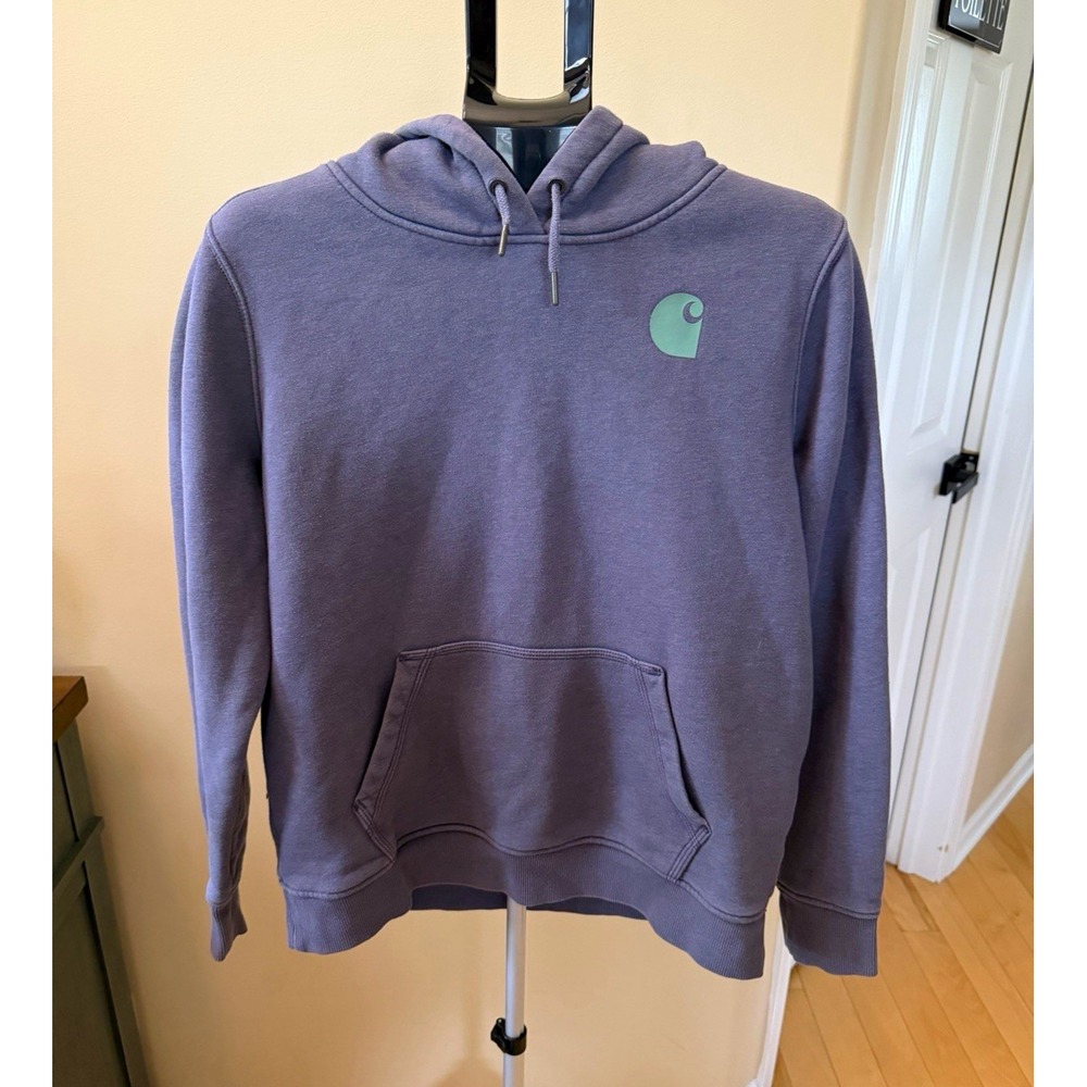 Carhartt Men's L Relaxed Fit Hoodie Gray Green Logo Sleeve Graphic Pullover
